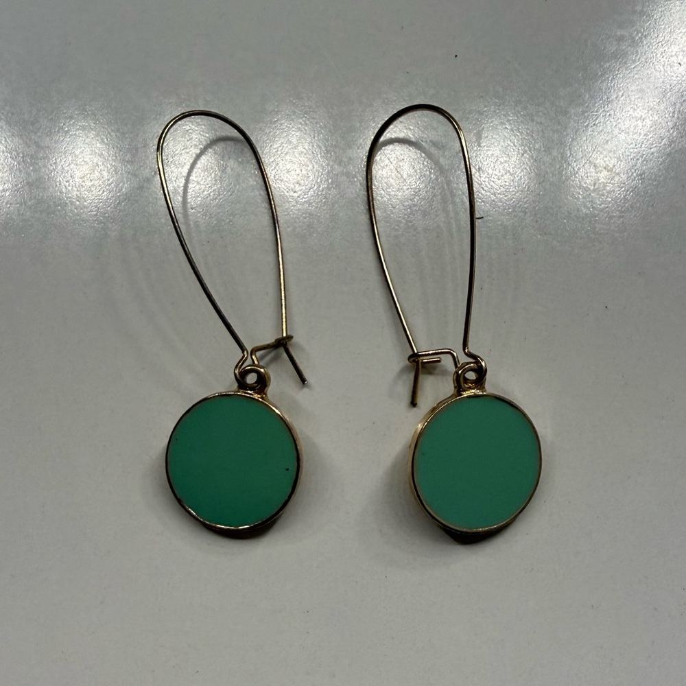Gold and Green Drop Earrings